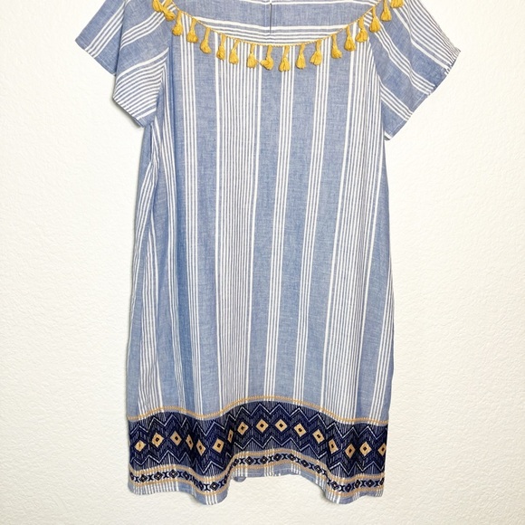 Anthro🔥SALE🔥 THML blue/white stripe dress with embroidered detail M - Picture 7 of 12